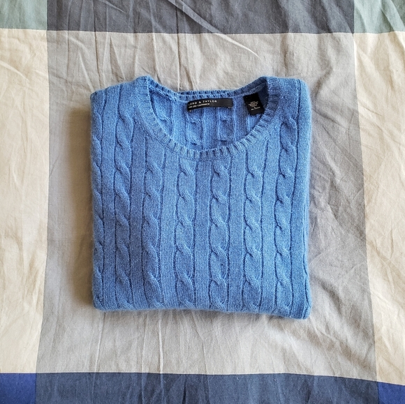 Lord & Taylor Blue Cashmere Sweter EUC L - Picture 4 of 8